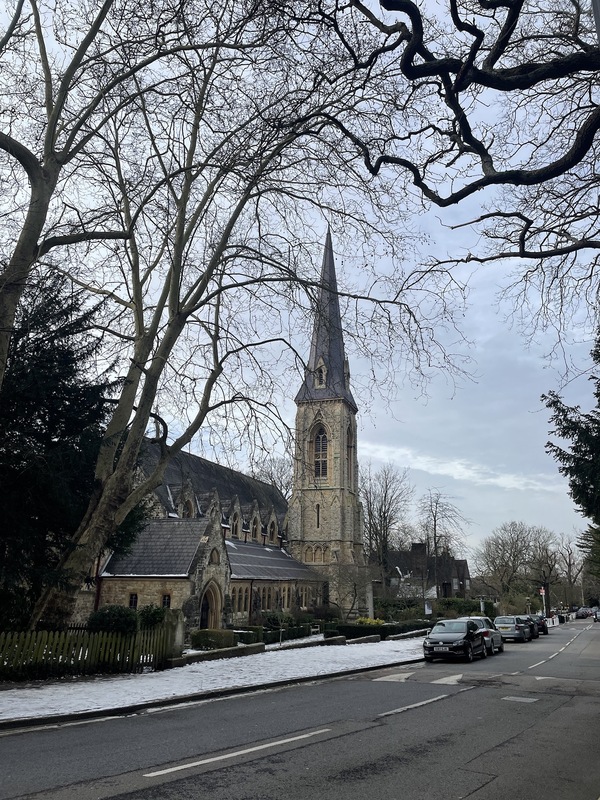 View from College Road in the snow