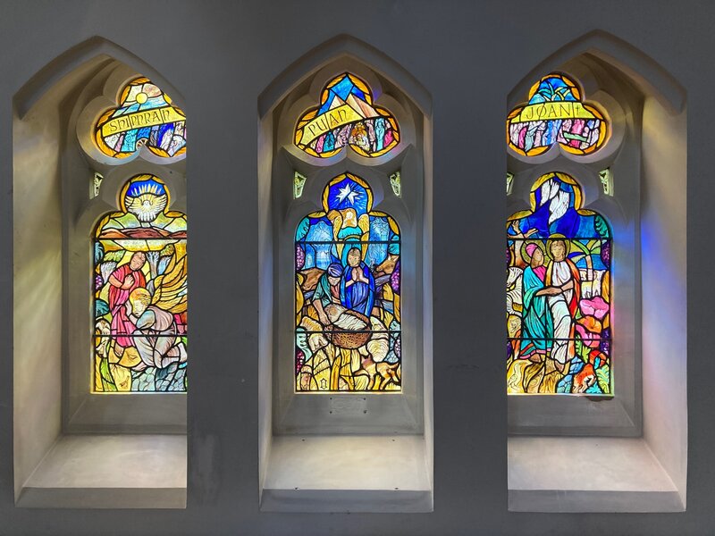 Stained glass windows in the lady chapel