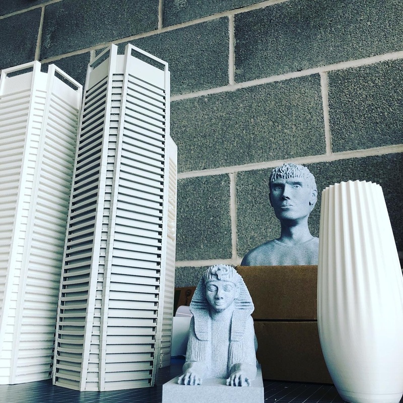 A variety of 3D printed models, 3D printed in recycled PLA.