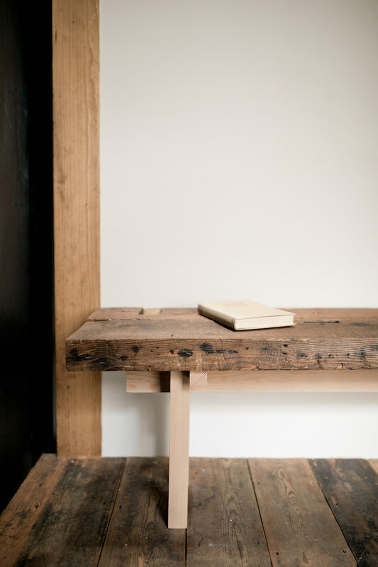 Bespoke benches made from reused rafters - Fran Mart