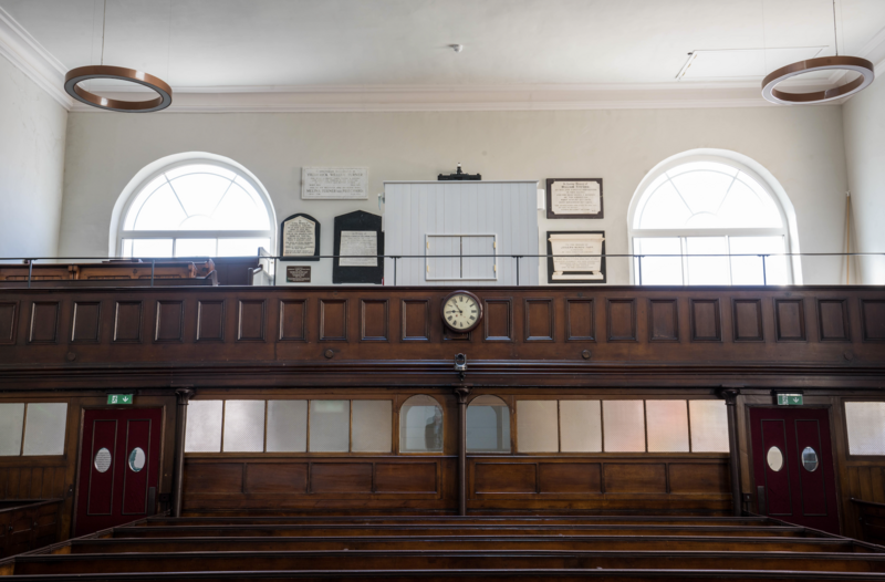 The interior of the Newington Green Meeting House. Photo: Marcus Duran