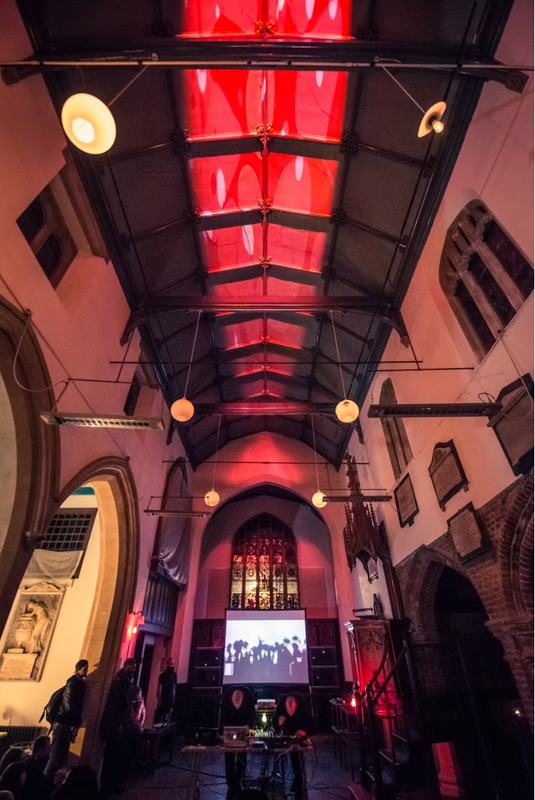 The Old Church interior - during an evening music event