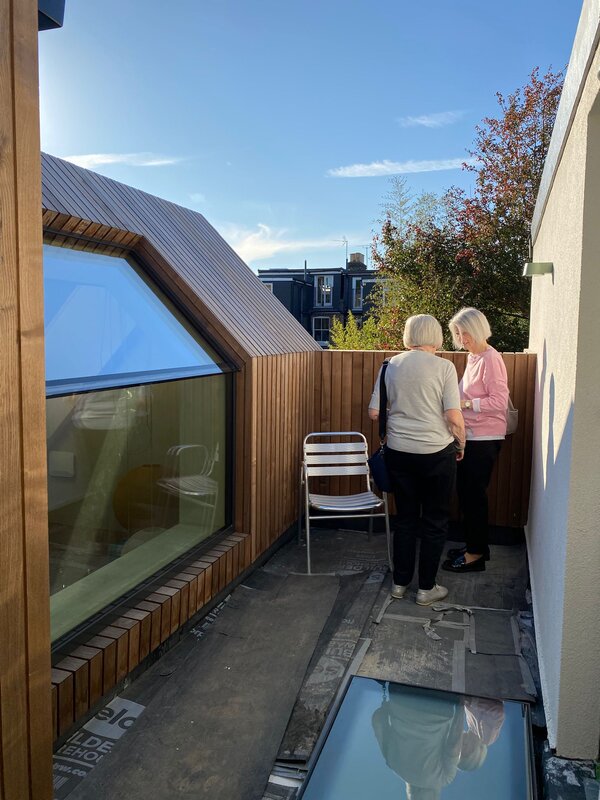 First visitors to extension terrace