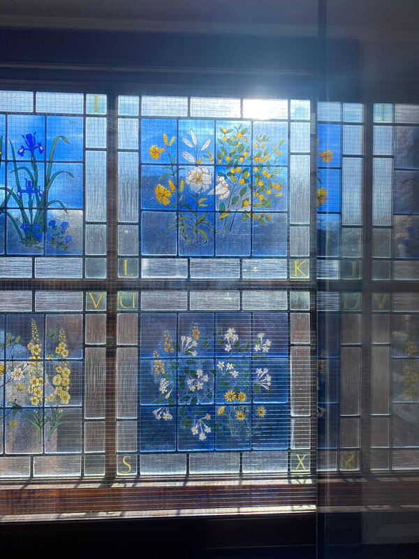Stained glass adorning the corridors