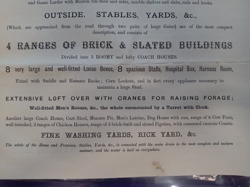 A description of the old stables block from an auction prospectus from 1893. Credit Adam Grounds