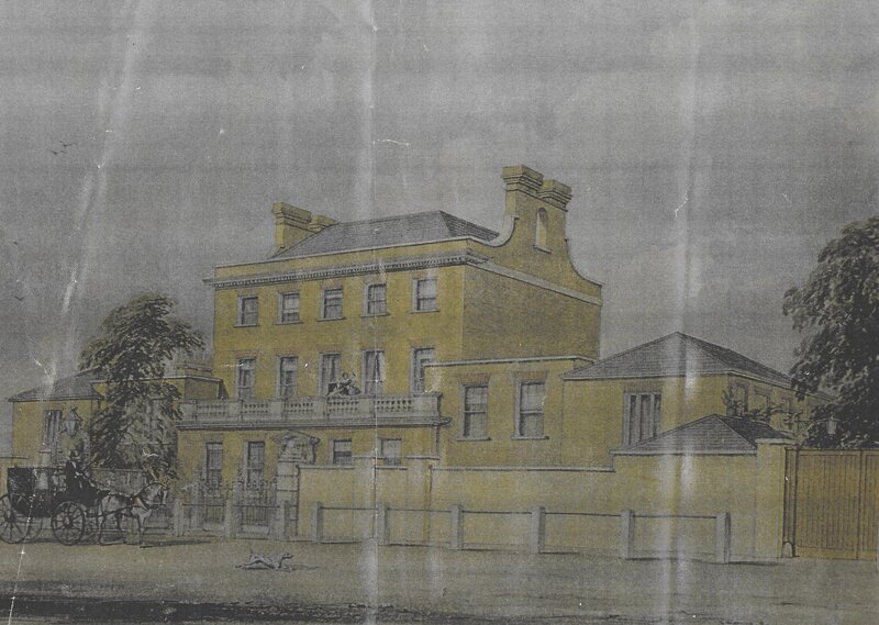 Depiction of 'Redlees House' the site contained the original stable block.  Credit Christine Diwell