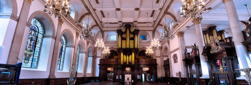 St Lawrence Jewry, looking west.
(Photo: The Guild Church of St Lawrence Jewry)