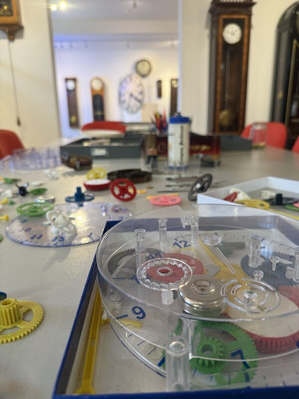 Children's clockmaking at a Clockworks family day