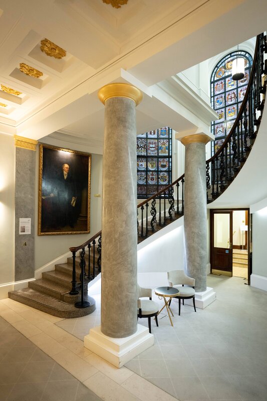 Curved staircase leading to the Law Society's stunning library